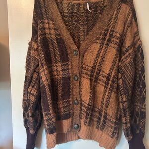 Free People Plaid Button-Up Women Sweater